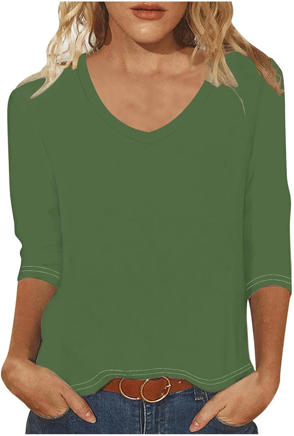 

Женская футболка с V-образным вырезом и рукавом 3/4 FZYLQY