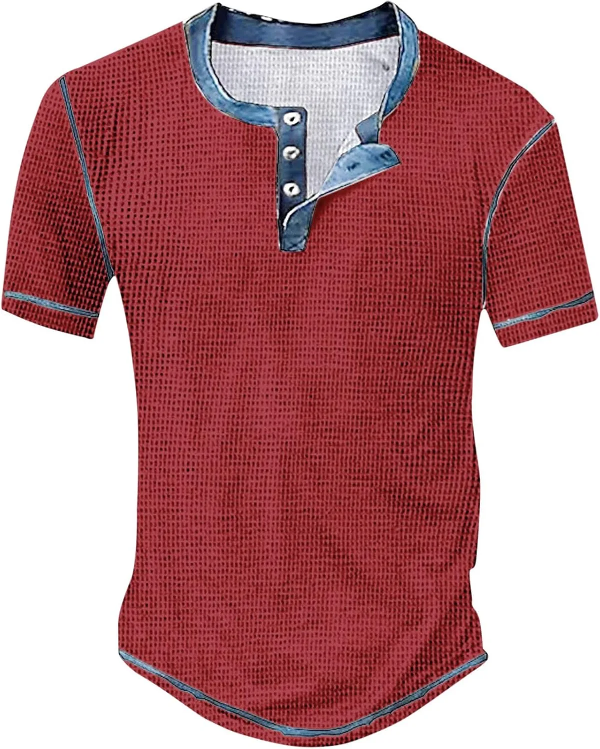 

Мужская рубашка хенли с коротким рукавом, клетчатая, slim fit