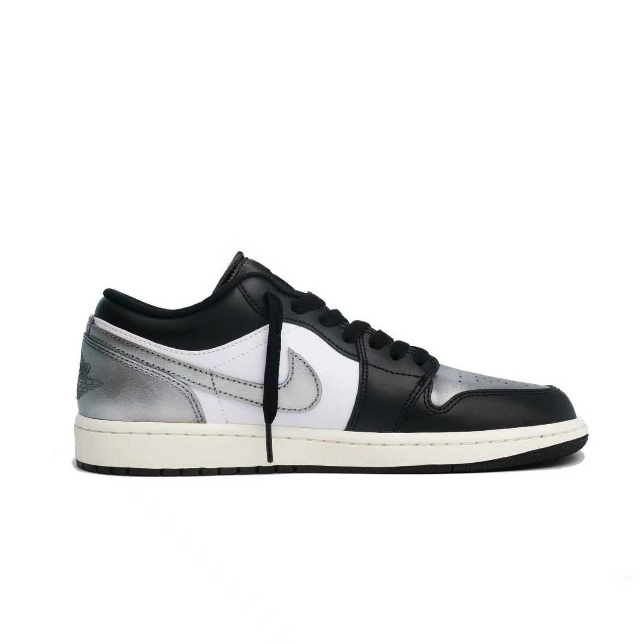Jordan Air 1 Low Abrasion Resistant Slip Resistant низкие детские баскетбольные кроссовки Silver Black для подростков — фото 4