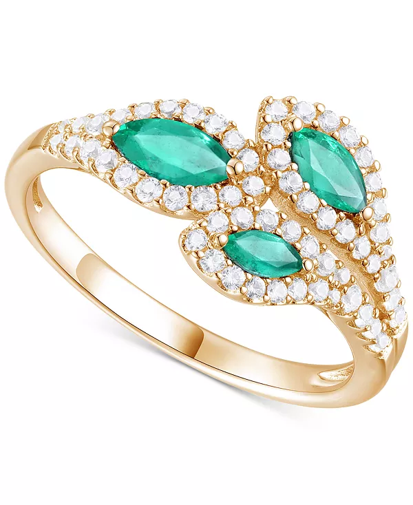 

Кольцо из 14-каратного золота с драгоценными камнями (5/8 карата) и бриллиантами (1/3 карата) Macy'S, emerald