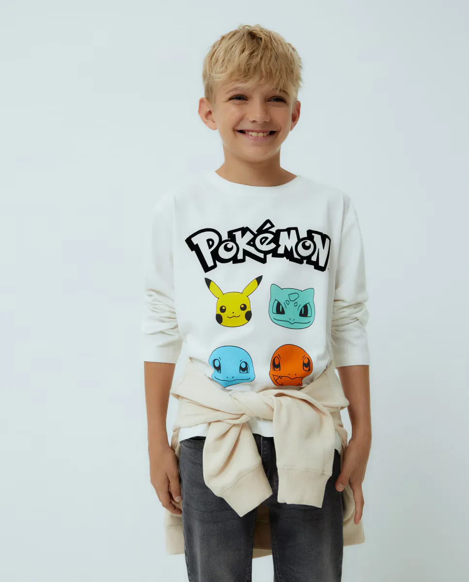 

Футболка с длинными рукавами для мальчика с изображением покемонов Kids El Corte Inglés, цвет Blanco roto