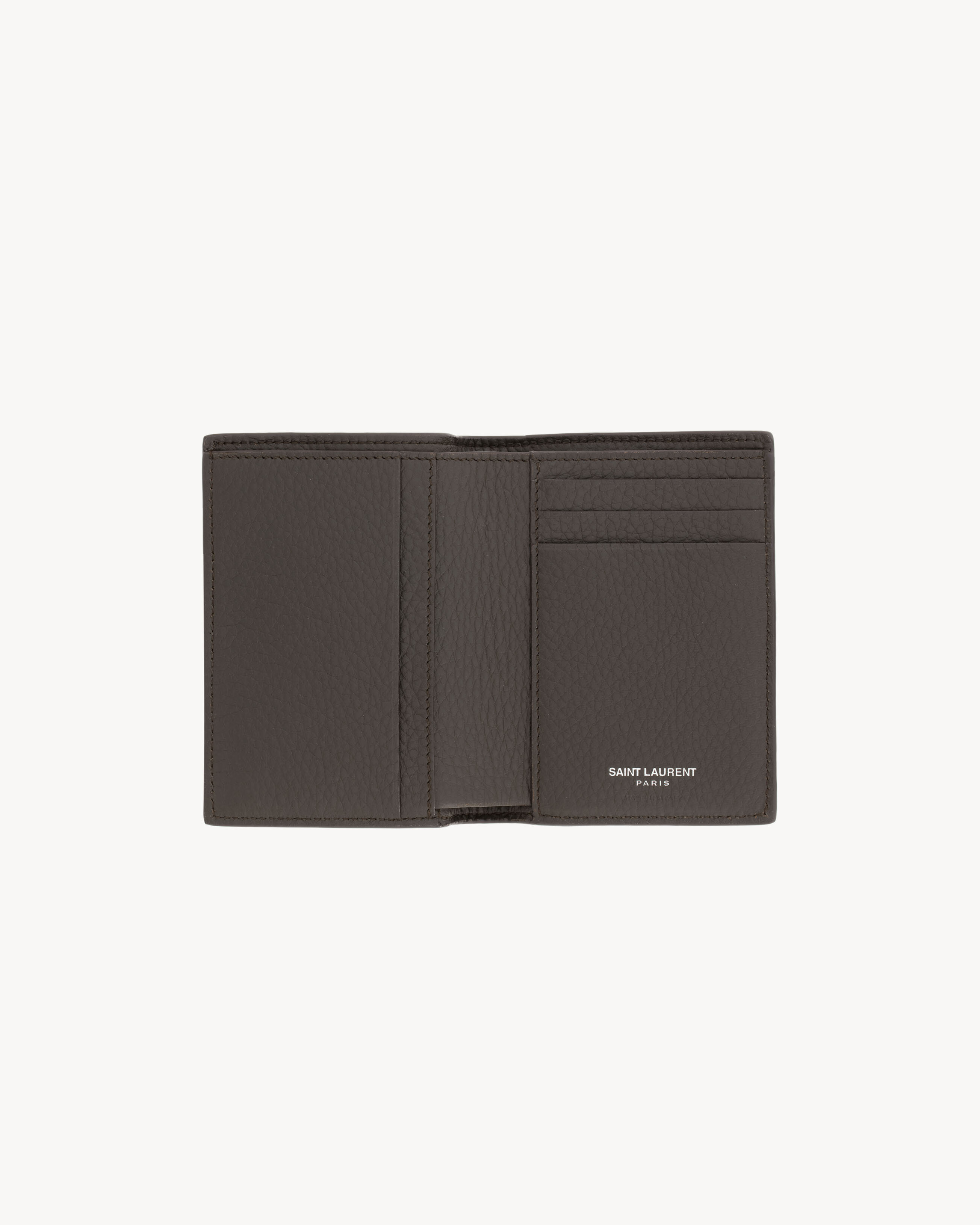 Кошелек для кредитных карт TINY CASSANDRE из зернистой кожи Saint Laurent, серый/серебряный — фото 4
