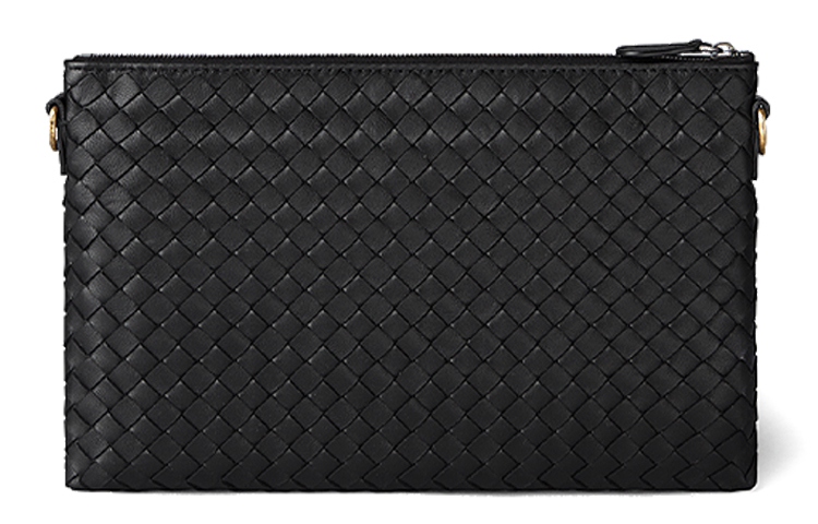 Bottega Veneta Чёрная женская кожаная ламинированная переносная сумка через плечо — фото 3