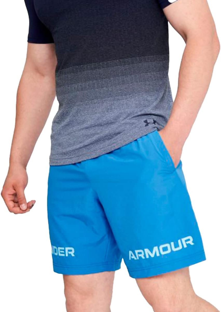 

Шорты Under Armour Men's Woven Graphic Wordmark, Cruise Blue (899)/White