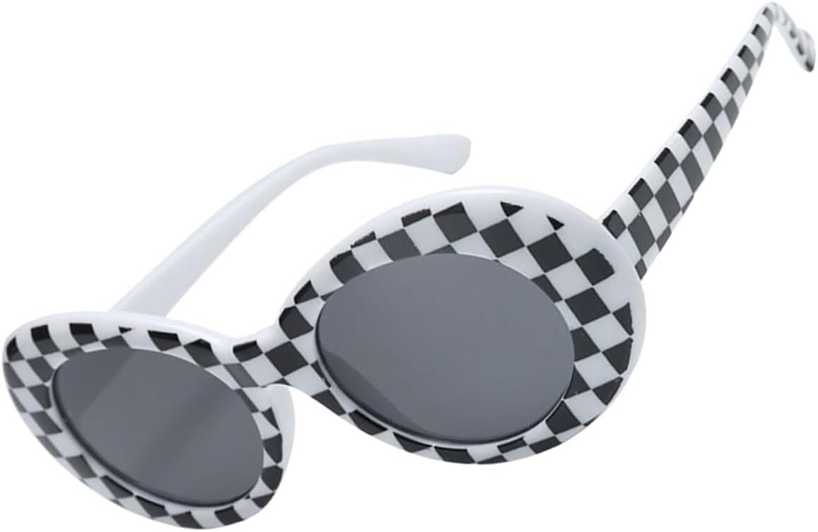 

Овальные солнцезащитные очки для женщин и мужчин, ретро-очки для лета с защитой от УФ-излучения, белая клетчатая оправа, серые линзы, для активного отдыха на природе SHOWERORO, Multi -Size: 14