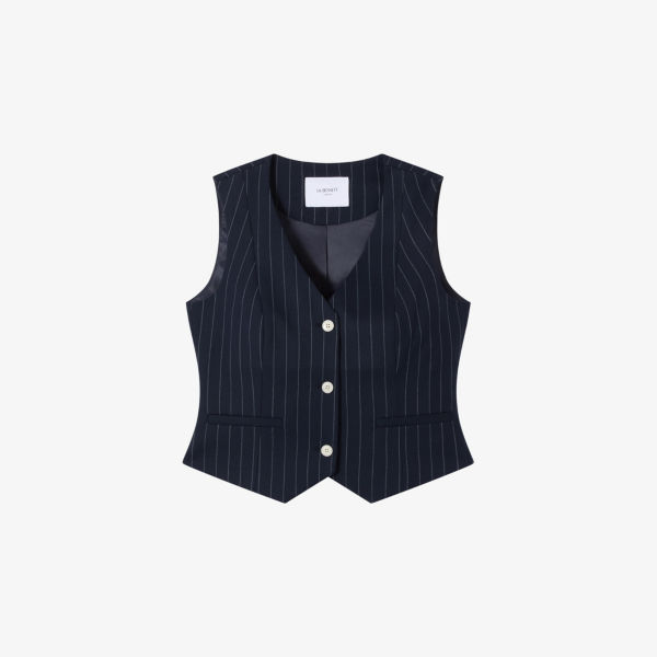 

Жилет Lk Bennett Бакстер в полоску из эластичной шерстяной ткани, синий