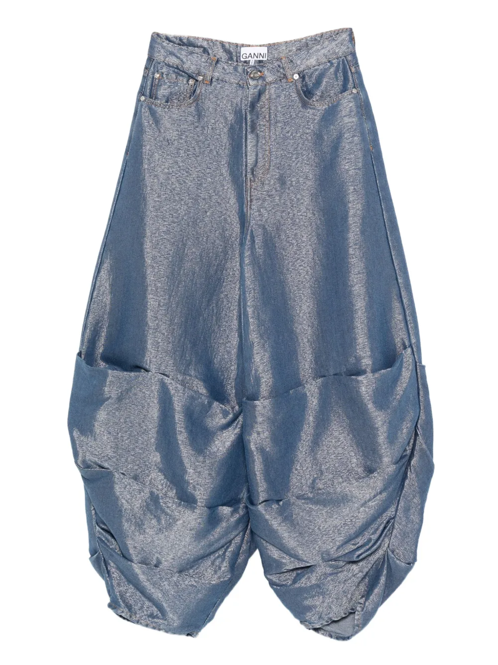 

Джинсы с присборенными карманами Ganni, синий