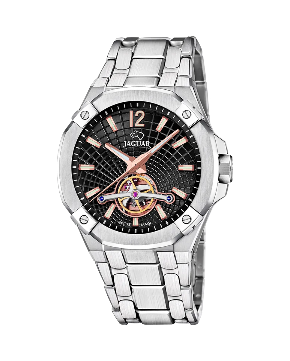 

J1007/4 Автоматические Балансирные Мужские Часы Серебристые Стальные Jaguar, серебряный