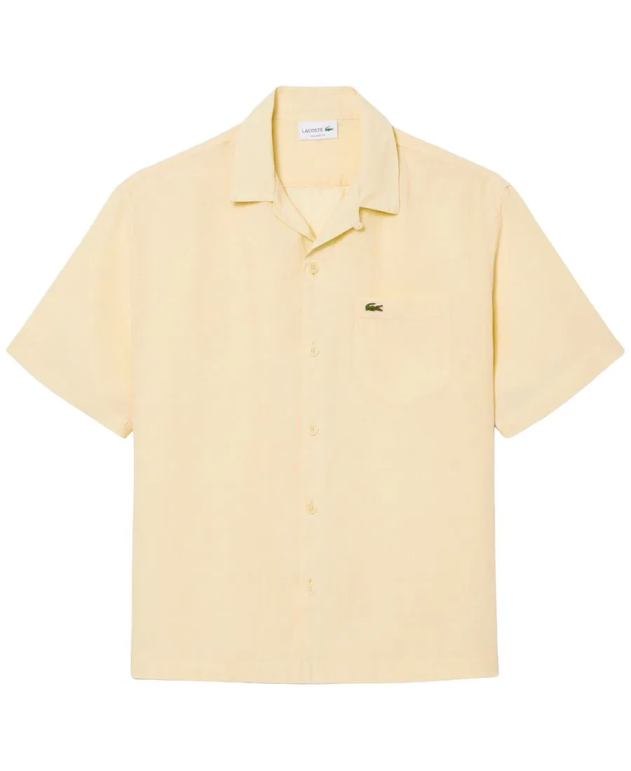 Мужская рубашка с коротким рукавом и гавайским воротником Lacoste, Natural Clair — фото 4