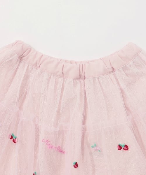 Юбка из тюля с вышивкой в виде клубники Mezzo piano, Pink — фото 3