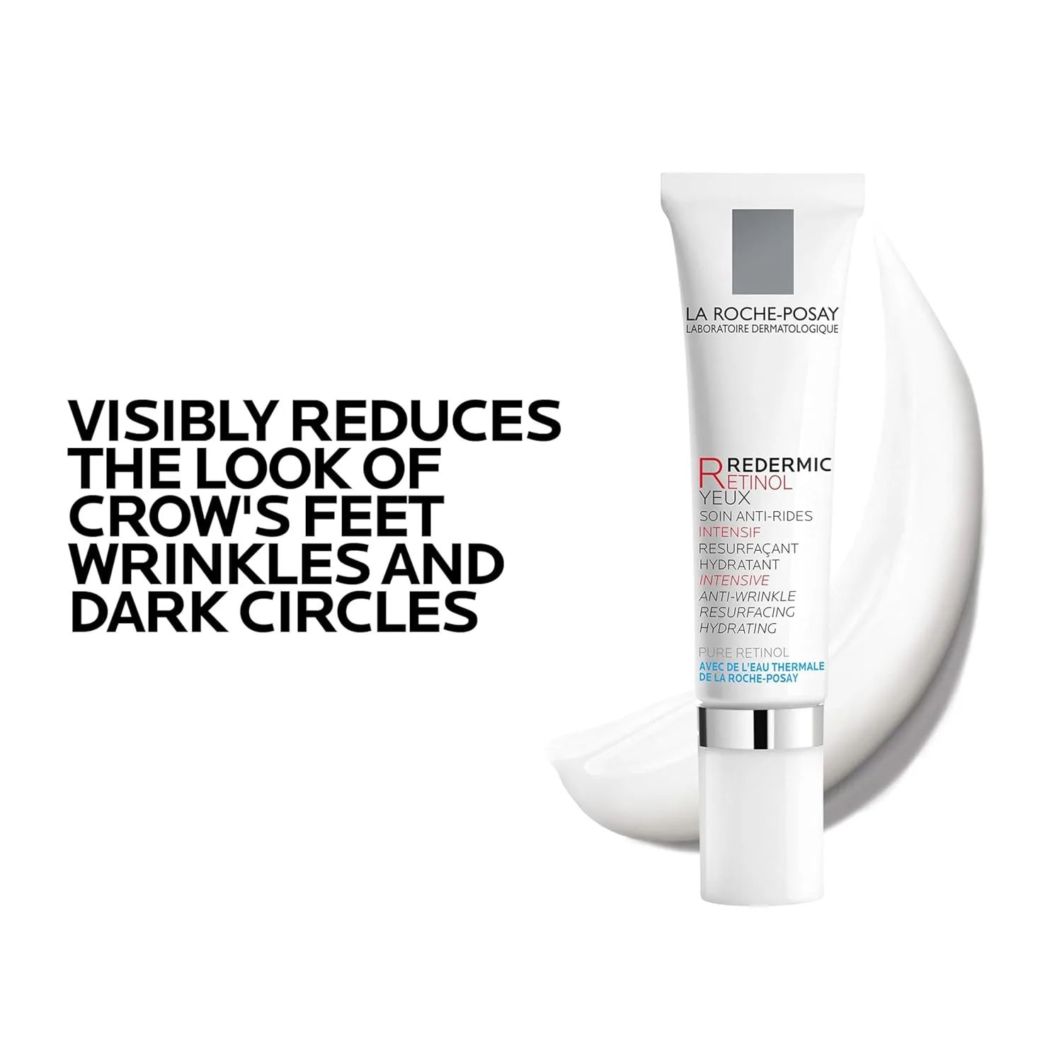 Крем для глаз La Roche-Posay Redermic R Eyes с ретинолом, антивозрастной крем для уменьшения морщин и темных кругов под глазами с чистым ретинолом и кофеином, 140 мл (1 упаковка). — фото 2