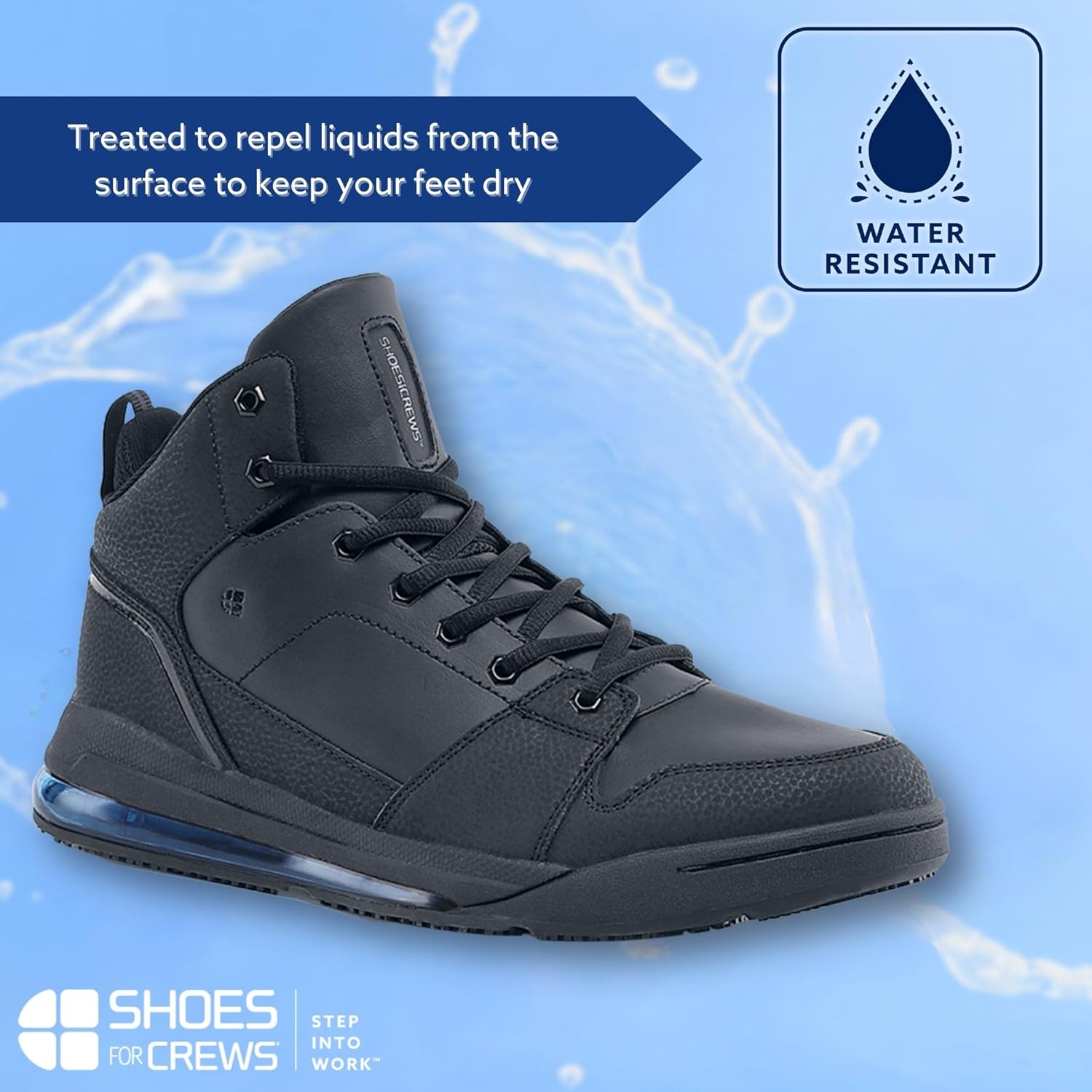Мужские рабочие кроссовки Shoes For Crews с высокой посадкой и противоскользящей подошвой - удобная, нескользящая рабочая обувь для мужчин в сфере общественного питания, здравоохранения и розничной торговли - Tigon, черный — фото 4