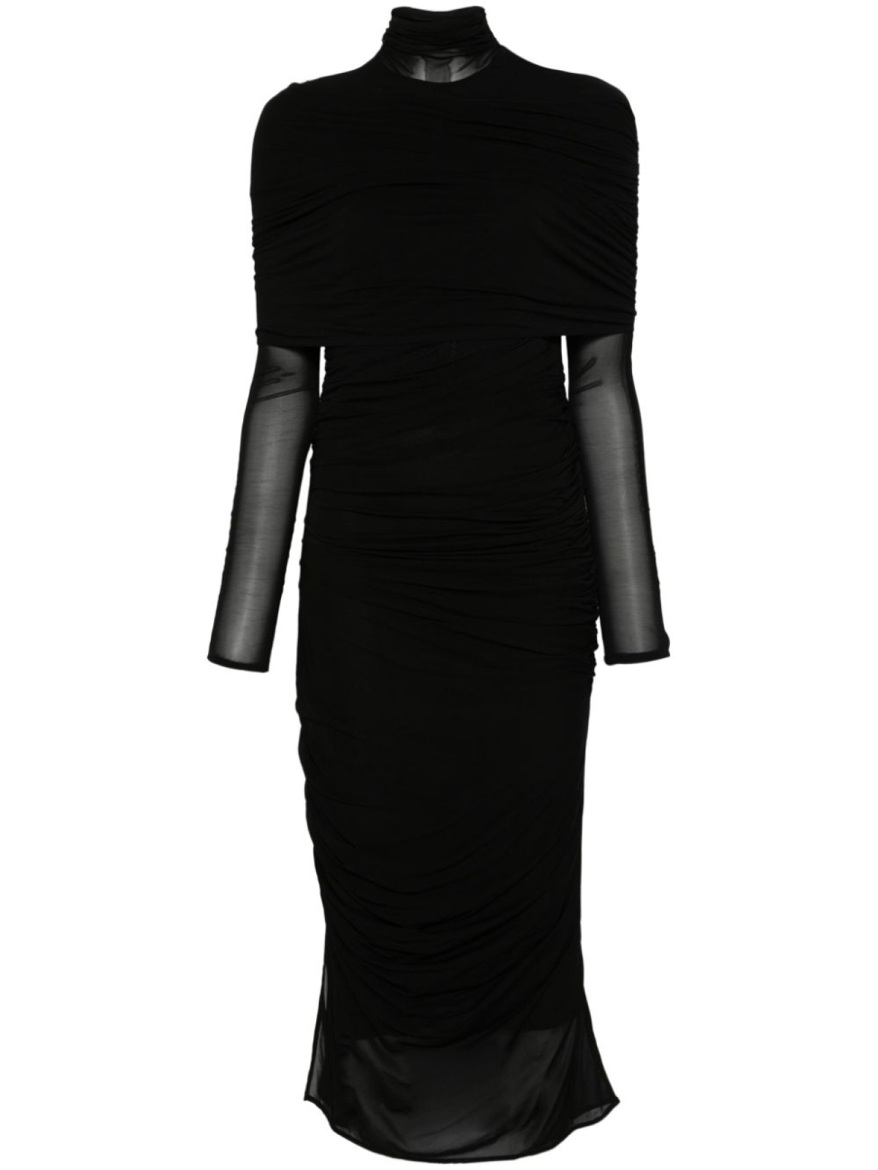 

Mugler платье миди со сборками, черный