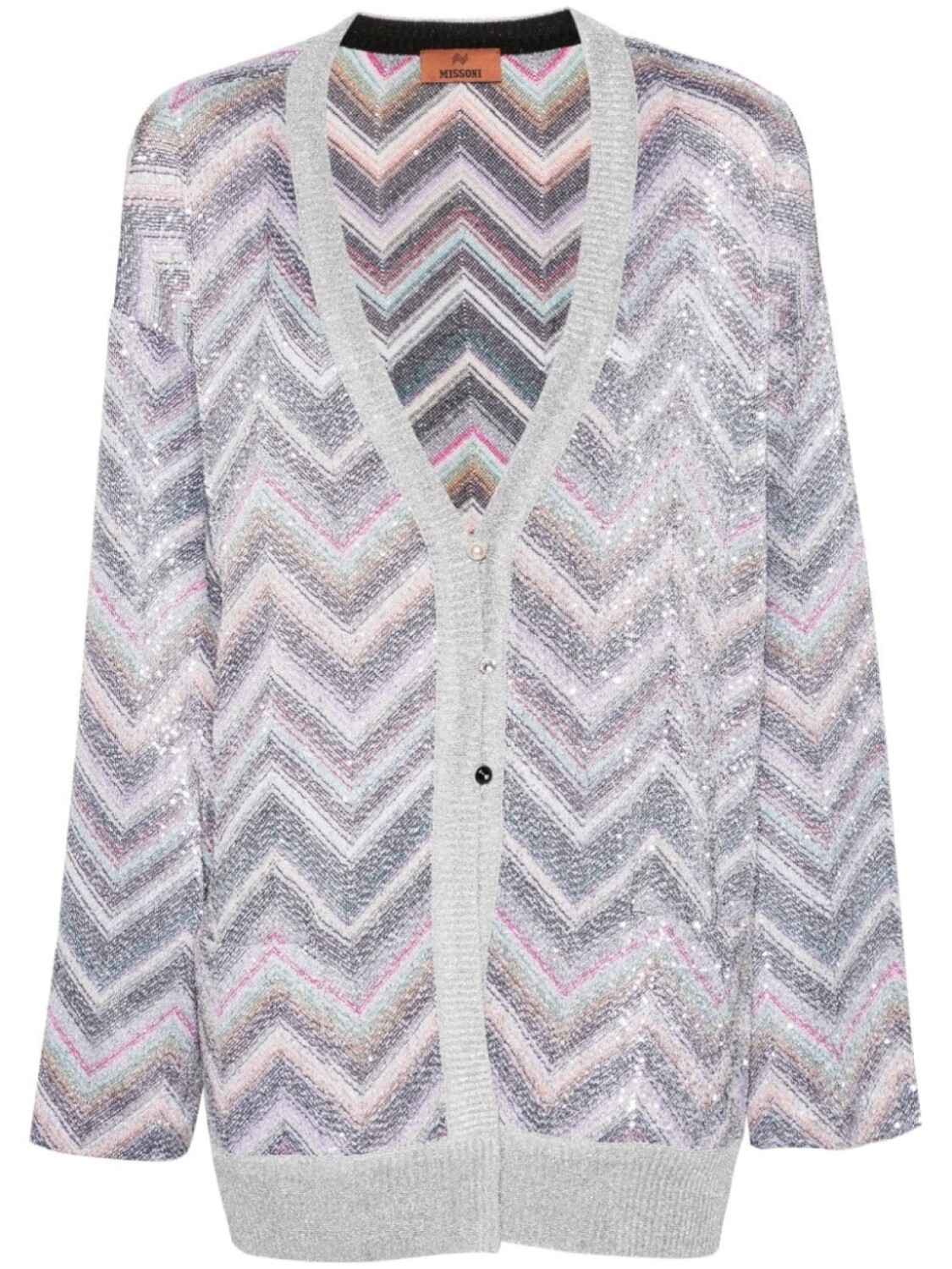 

Missoni кардиган с пайетками и узором зигзаг, серый