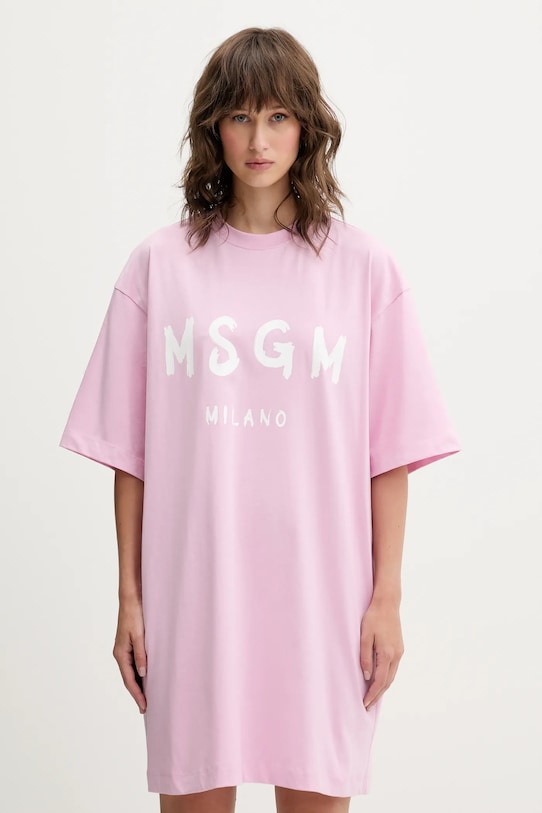 

Хлопковое платье Msgm, розовый