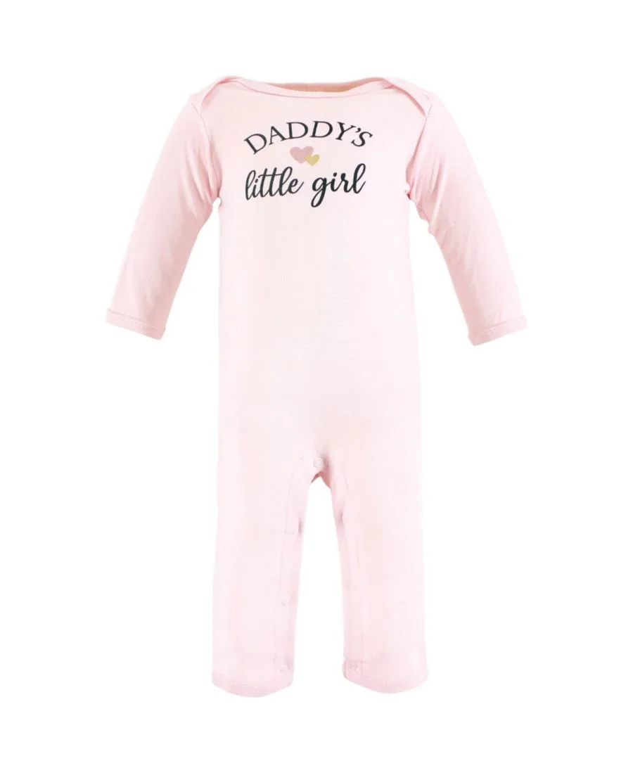 Хлопковый комбинезон для малышей Hudson Baby, girl daddy розовый темно-синий — фото 4