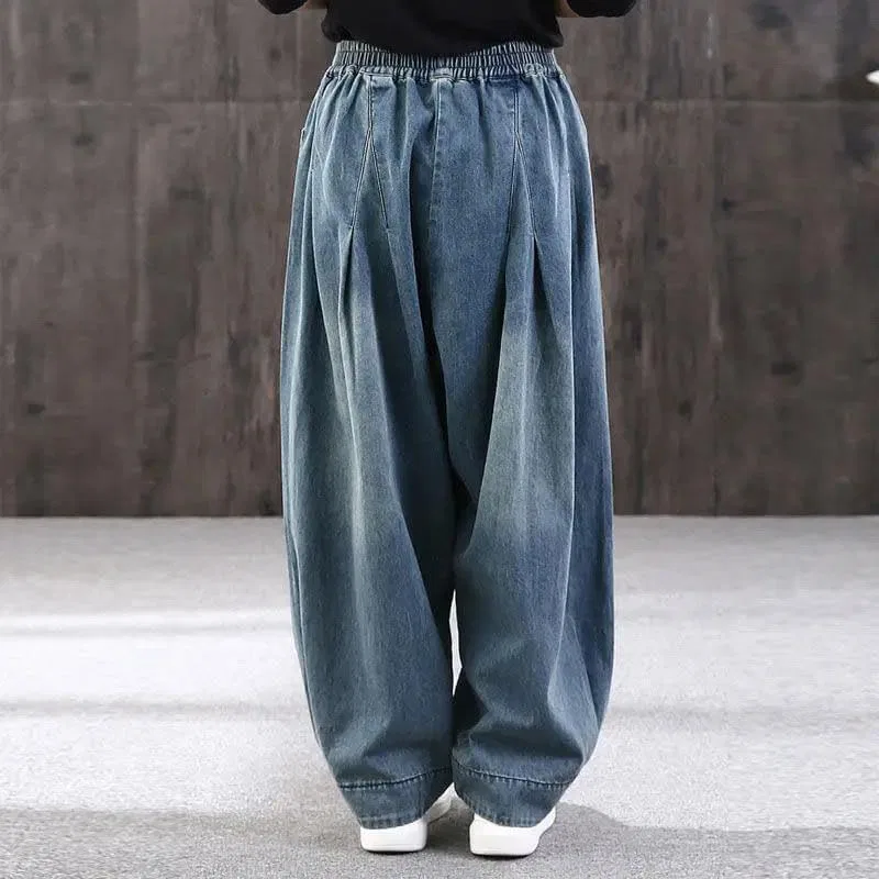 Джинсы свободные, Vintage Wash, Синий — фото 4