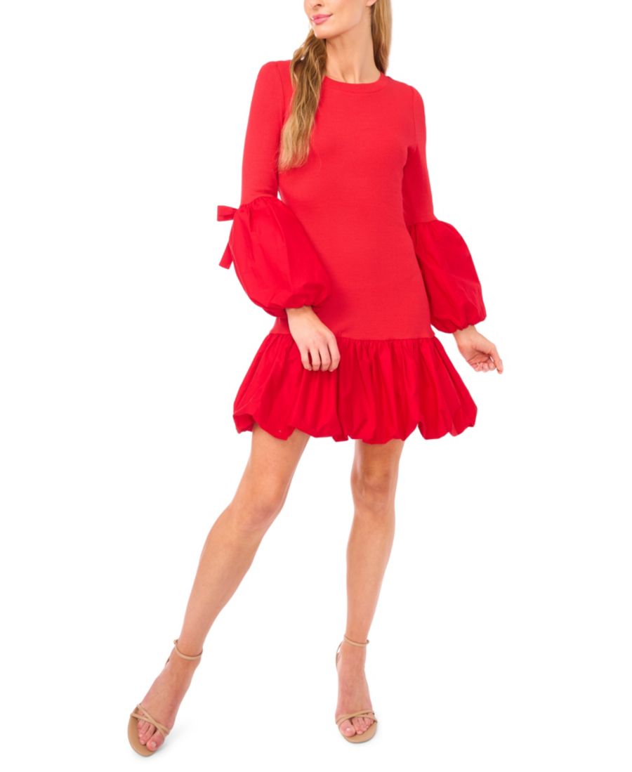 

Женская блузка с длинными рукавами, выполненная в смешанной резинке CeCe, Stoplight Red