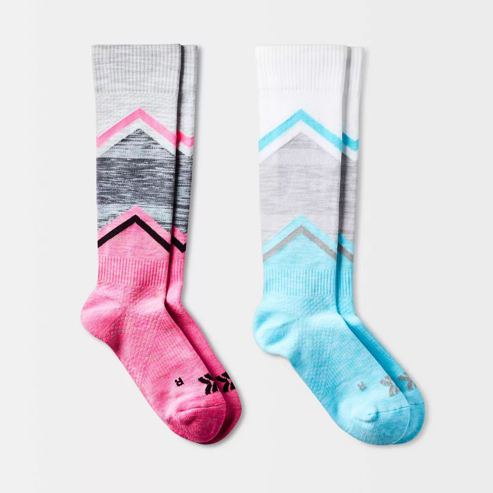 

Женские компрессионные носки Chevron Colorblock, 2 пары, до колена, спортивные - All In Motion