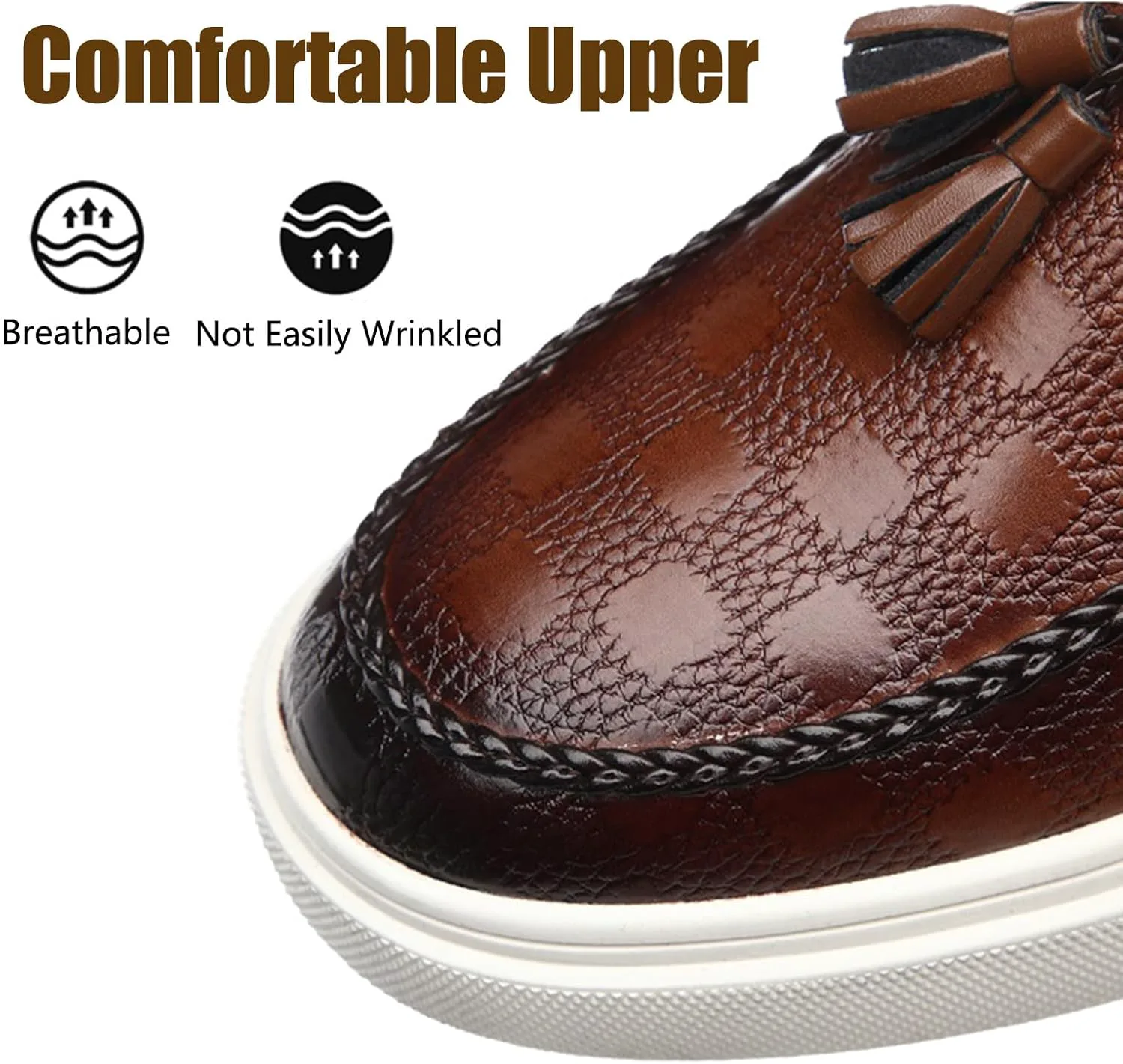 

Мужские лоферы Optigard с кисточками, кожаные, модные, повседневные, мягкие и удобные, без шнурков, для вождения, стильные туфли-слипперы, формальные, для вечеринок, свадебные, коричневый