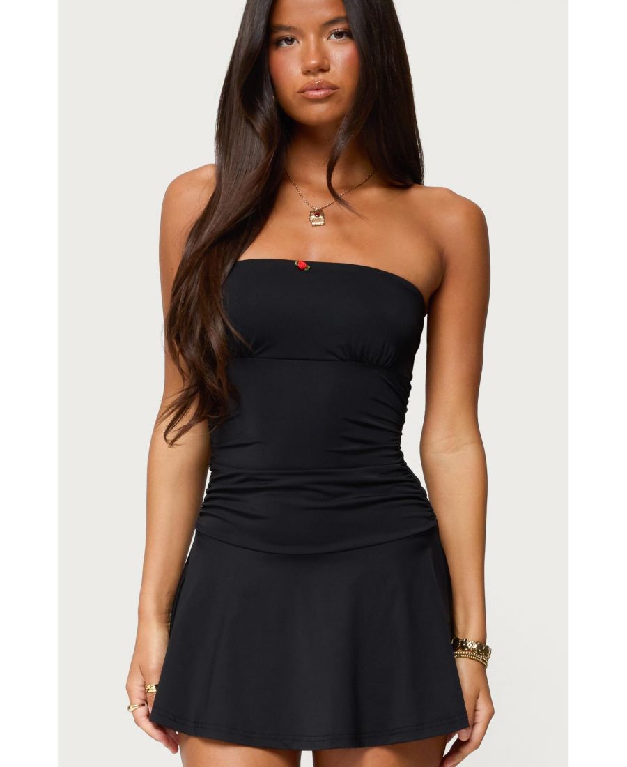 

Женский комбинезон Evonna без бретелей с расклешенной юбкой Edikted, Black