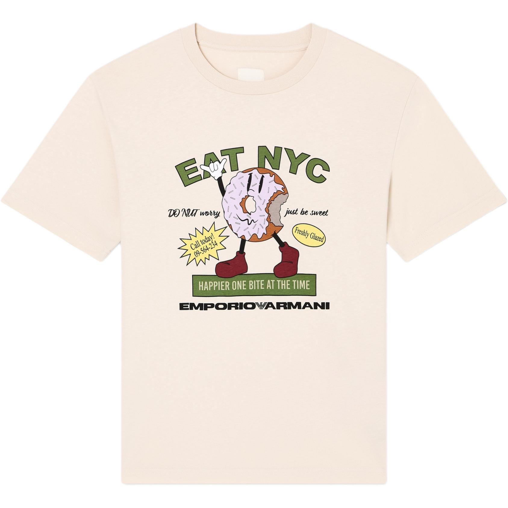 

Футболка с принтом пончик EMPORIO ARMANI, бежевый