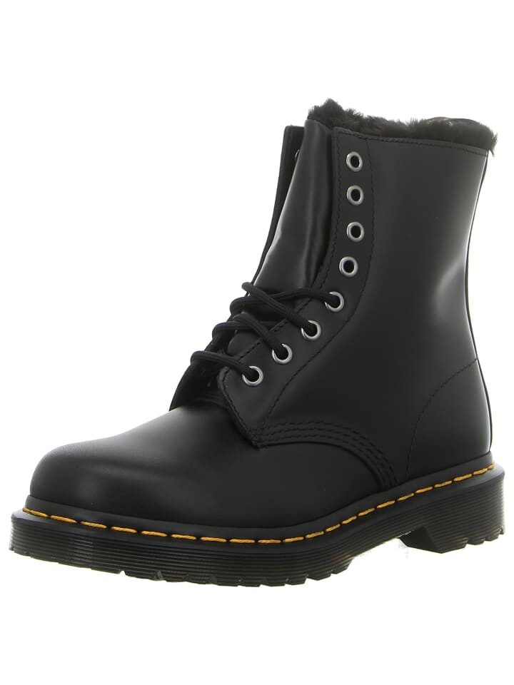 Ботинки меховые Dr. Martens на шнурках, черный