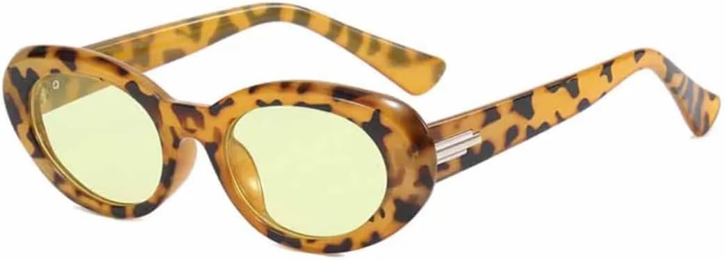 

Солнцезащитные очки в овальной оправе «кошачий глаз» в тонкой оправе для женщин и мужчин, модные, класса люкс, с защитой от УФ-излучения UV400 TOIPASTN, Leopard Yellow