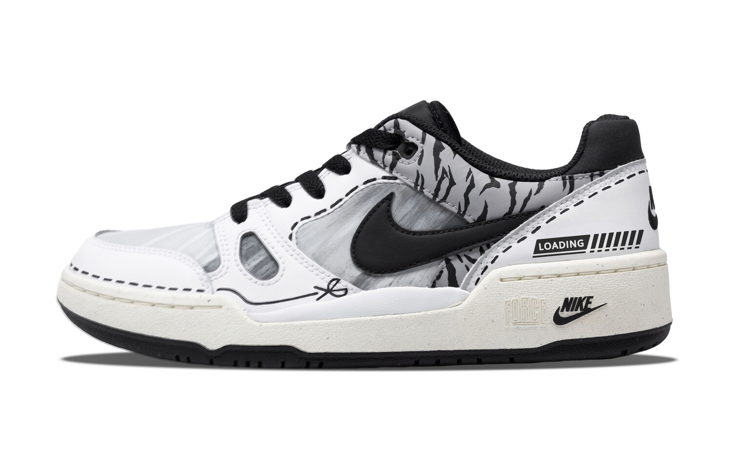

Кроссовки Nike Full Force Skateboarding Shoes Men Low-top Grey/black/white, черный/белый