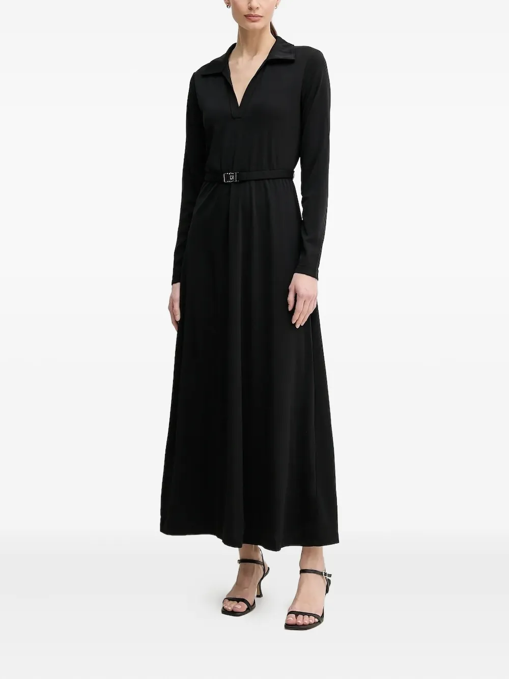 

Платье с длинными рукавами и поясом DKNY, черный