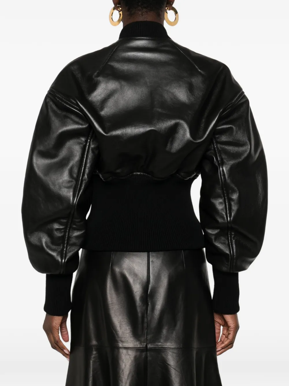 Кожаная куртка в рубчик Alaïa, черный — фото 4
