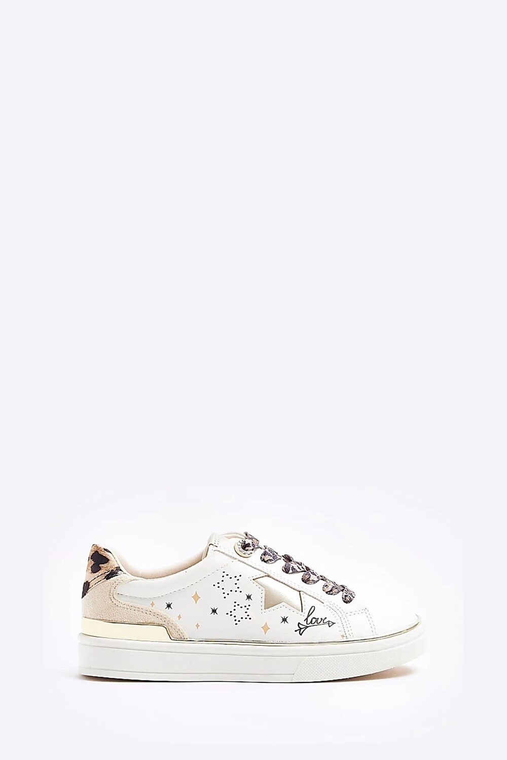 

Кроссовки для девочек с леопардовым принтом River Island, белый