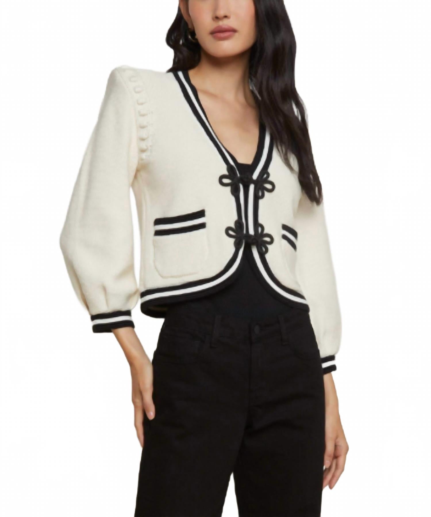 

Каито Контрастная отделка укороченный кардиган в цвете слоновая кость мульти L'Agence