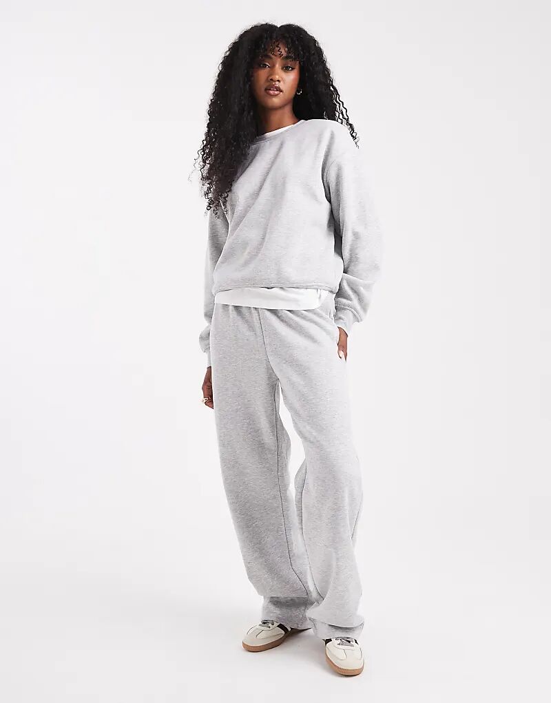 

Широкие брюки-джоггеры Pieces светло-серого меланжевого цвета