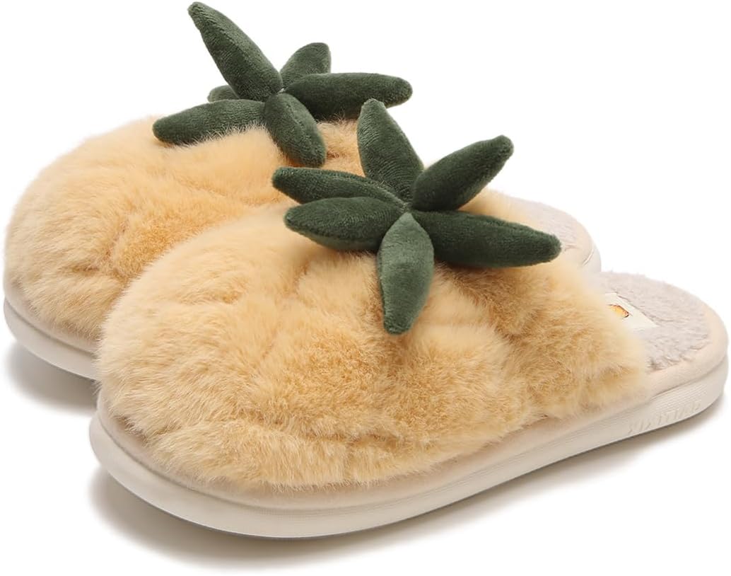 

Милые тапочки в виде ананасного льва для женщин и мужчин, с теплой флисовой подкладкой, пушистые зимние тапочки для дома и улицы Yafirgeer, желтый