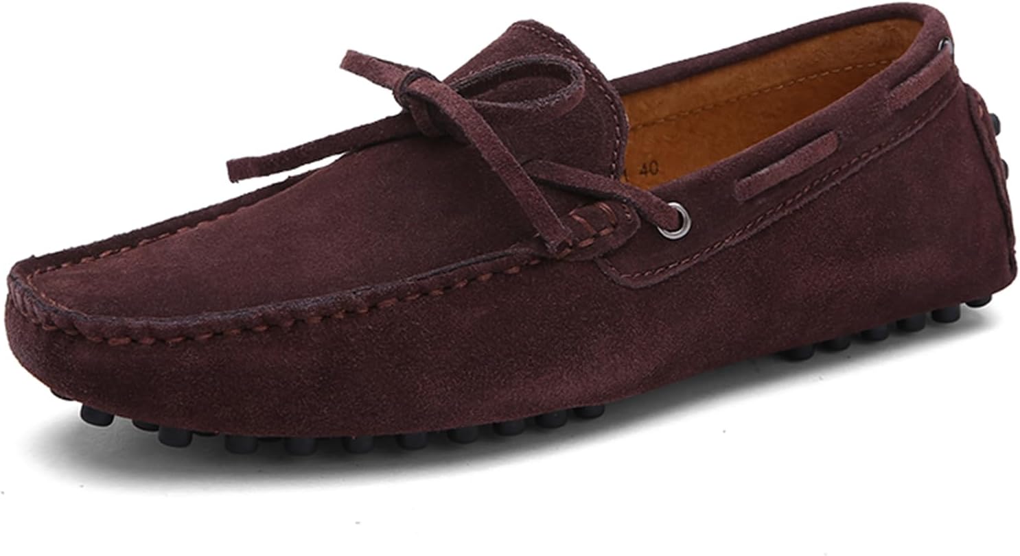 

Мужские модные туфли-лоферы из замши ручной работы, повседневные, мягкие и удобные и ходьбы, больших размеров Abborora, Coffee