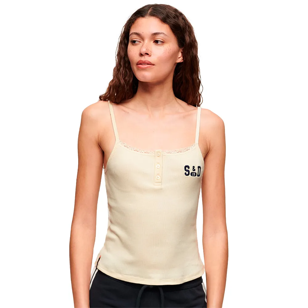 

Футболка без рукавов Superdry Athletic Graphic Button Cami, бежевый