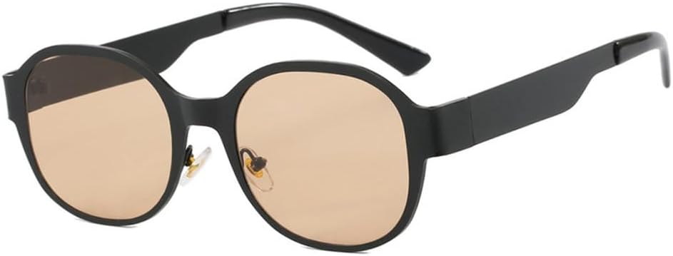 

Металлические ретро-солнцезащитные очки для женщин, модные, овальной формы, с защитой от УФ-излучения, зеркальные, стильные, повседневные, очки UV400 TKKTLLT, Blacktea