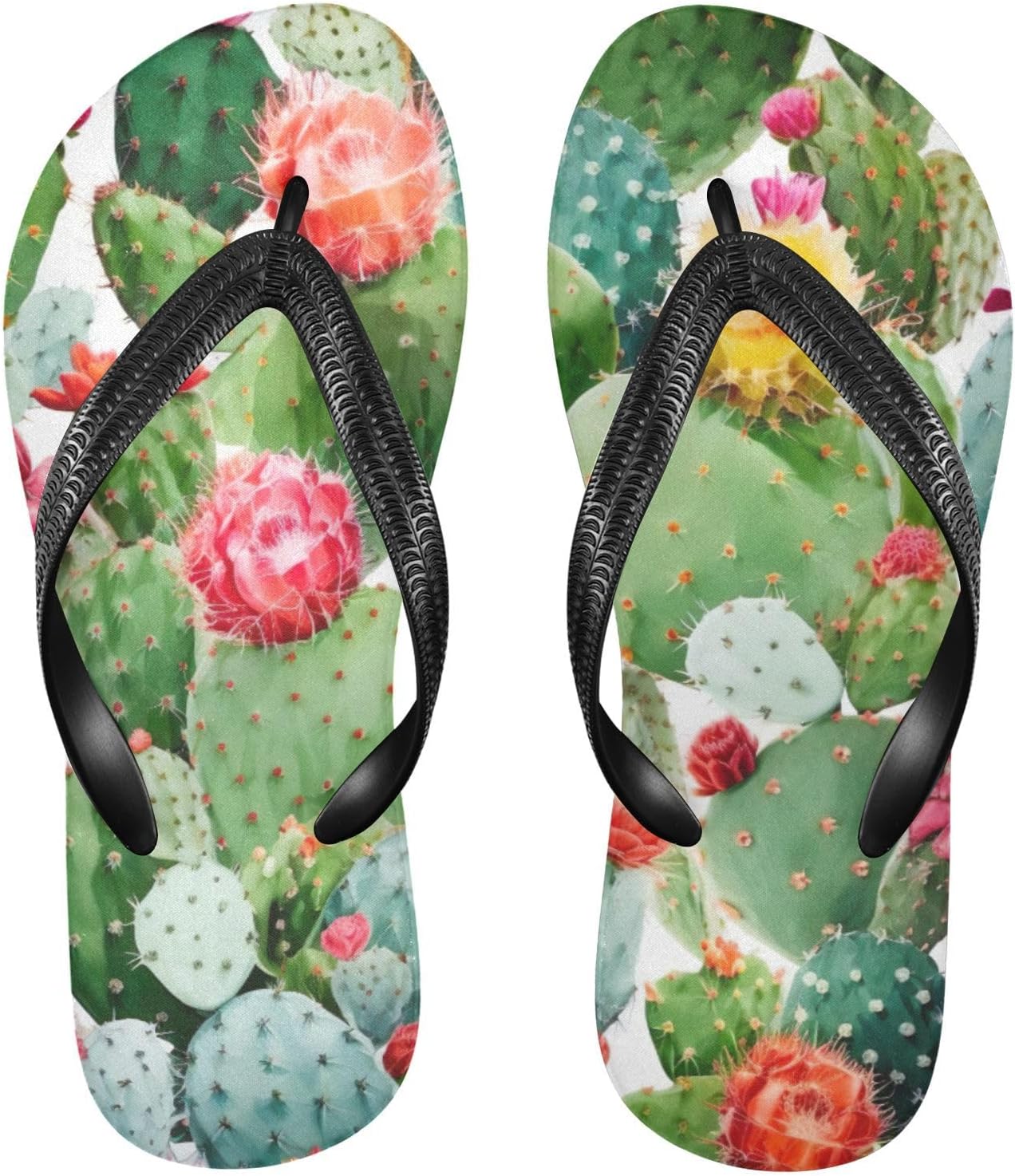 

Шлепанцы с цветочным рисунком кактусов, пляжные летние повседневные сандалии для женщин и мужчин, обувь для душа, размер XS Kfbe, Cactus
