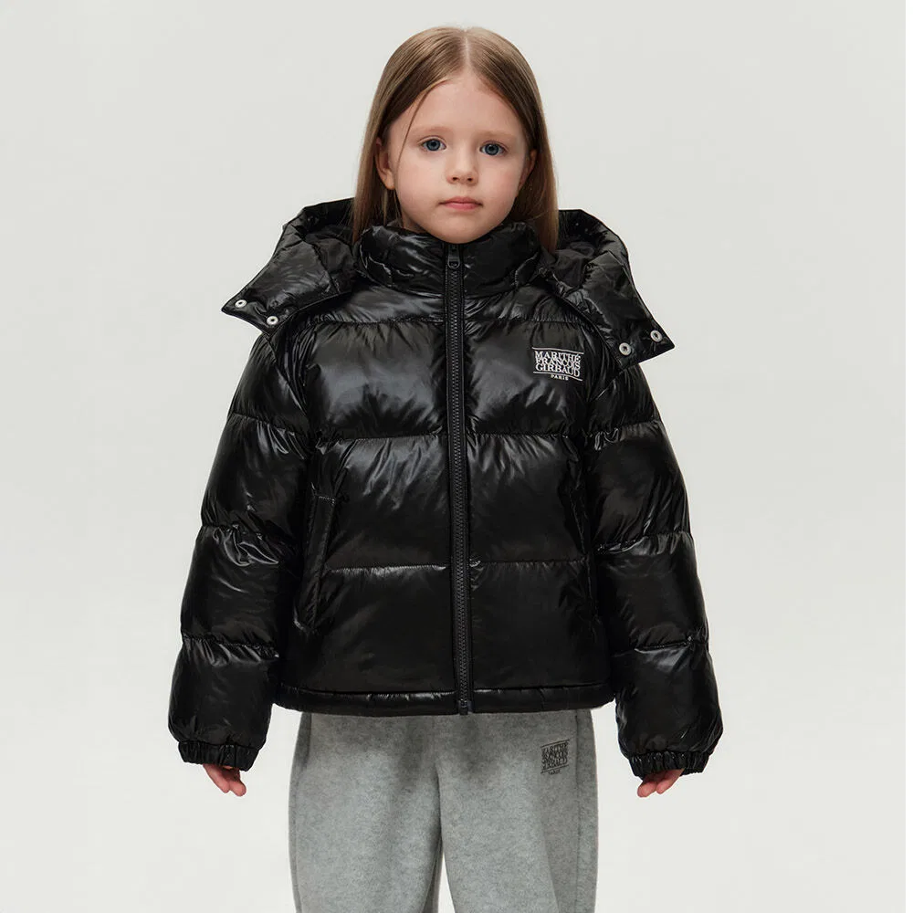 Детская глянцевая пуховая куртка Marithé Kids чёрного цвета
