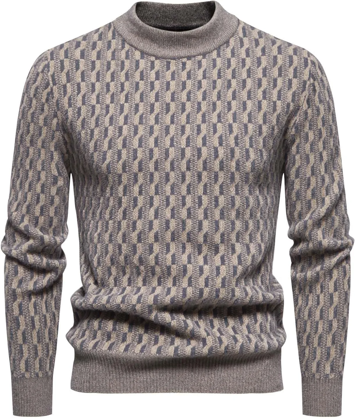 

Мужской свитер-пуловер Vintage Plaid Slim Fit с длинным рукавом AQAYL