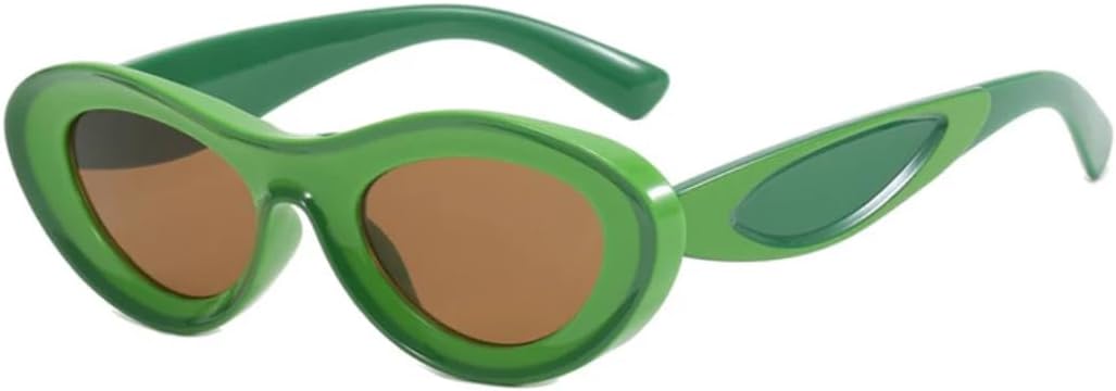 

Овальные солнцезащитные очки «кошачий глаз» для женщин и мужчин, в стиле ретро-панк, модные очки для путешествий, очки для вождения, защита от УФ-излучения UV400 VVTWSSW, Green Brown