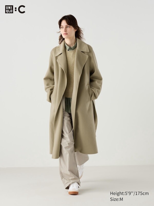 

Пальто-Накидка из смеси шерсти Uniqlo, бежевый