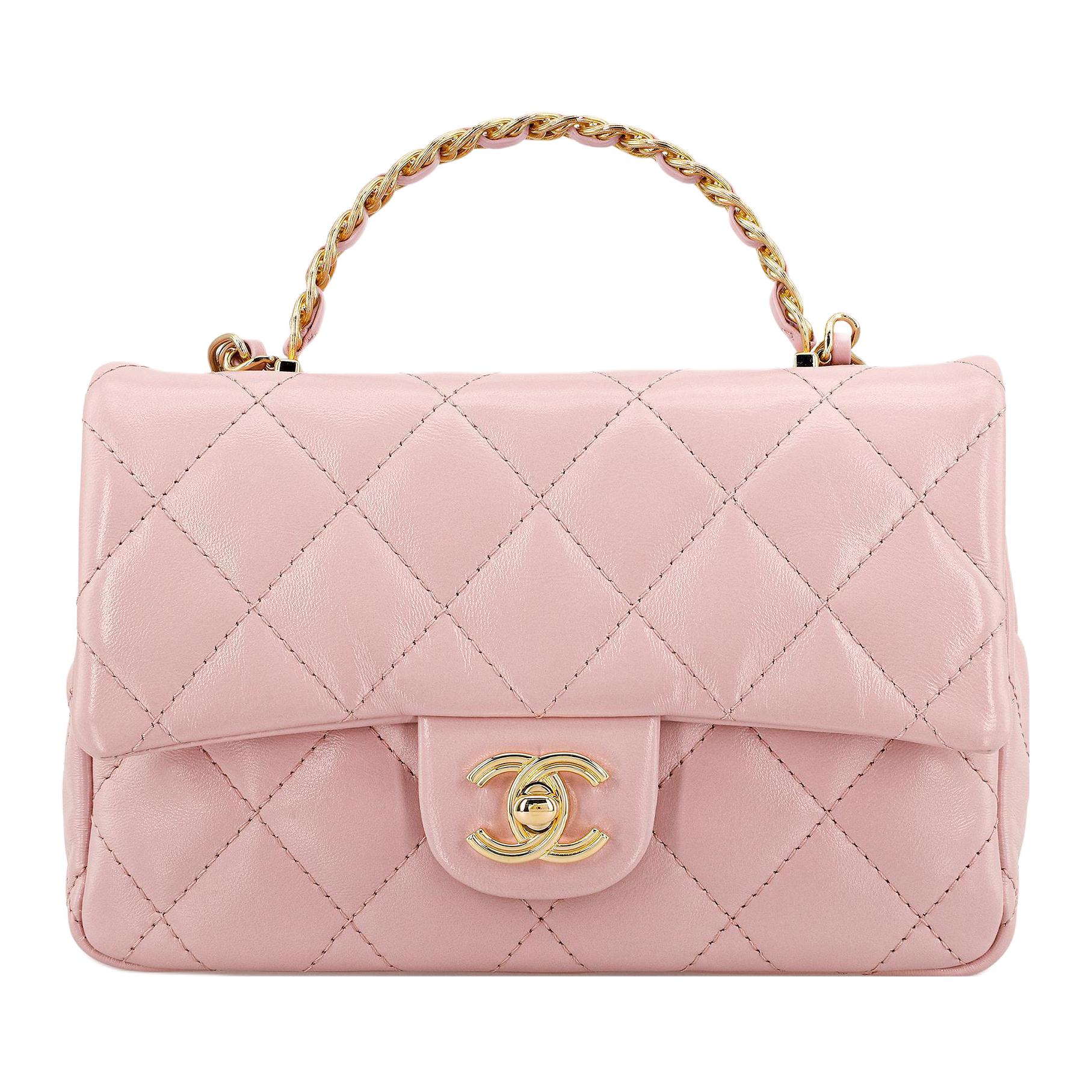 

Яркая сумка из ягненка с клапаном, через плечо, кроссбоди, женская сумочка Трампетс светло-розовая CHANEL