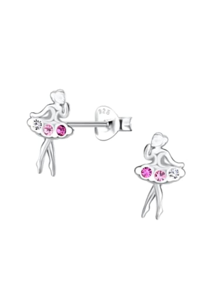 

Alexander York Серьги-балеринки, серьги-гвоздики с розовым кристаллом из серебра 925 пробы, комплект из 2 штук