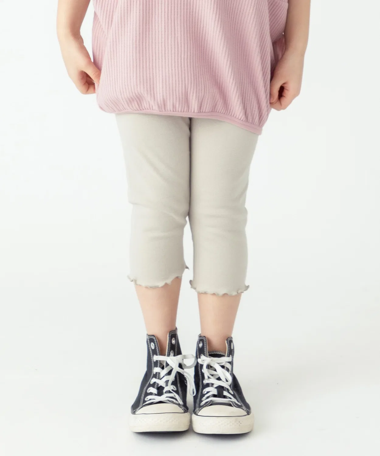 Леггинсы 6/8 длины с рюшами ever closet, хлопок 95%, бежевый