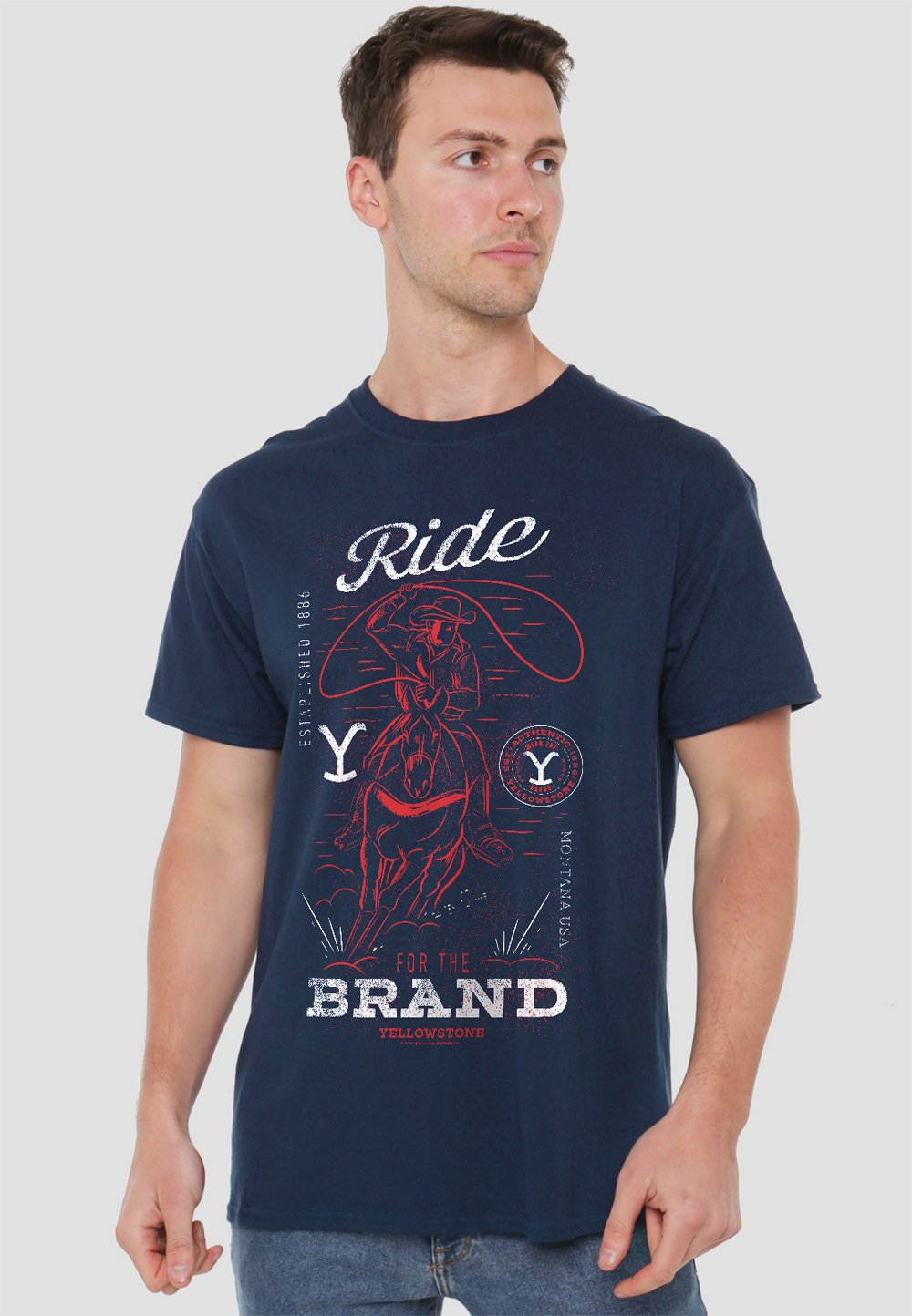 

Футболка с принтом YELLOWSTONE RIDE FOR THE BRAND COWBOY Cotton Soul, темно-синий