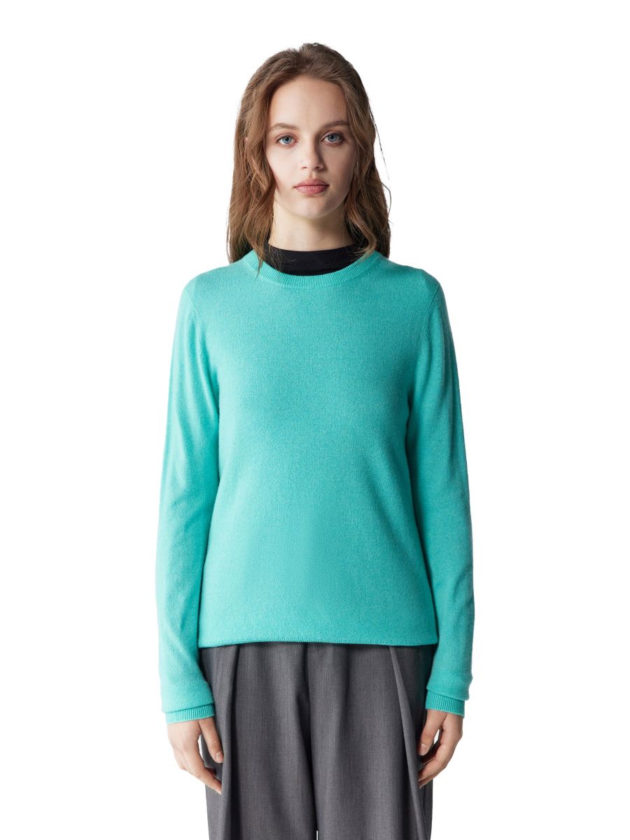 

Женский базовый кашемировый свитер с круглым вырезом Gobi Cashmere, Green-cockatoo