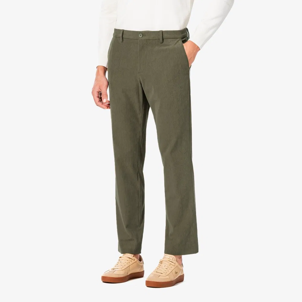 Мужские полиэстеровые вельветовые брюки тёмно-хаки от Lacoste — фото 2