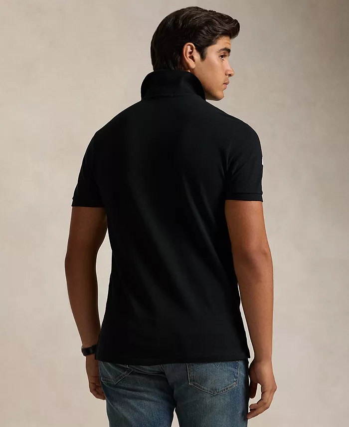 Мужская поло Big Pony Custom Slim Fit с сетчатой тканью Polo Ralph Lauren, черный — фото 2